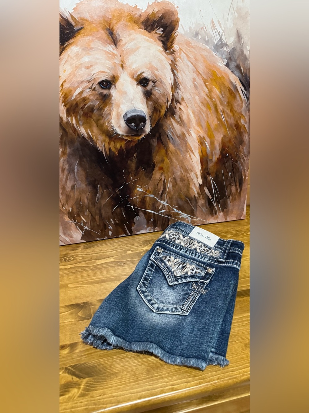 Miss Me Dark Blue Frayed Hem Denim Shorts